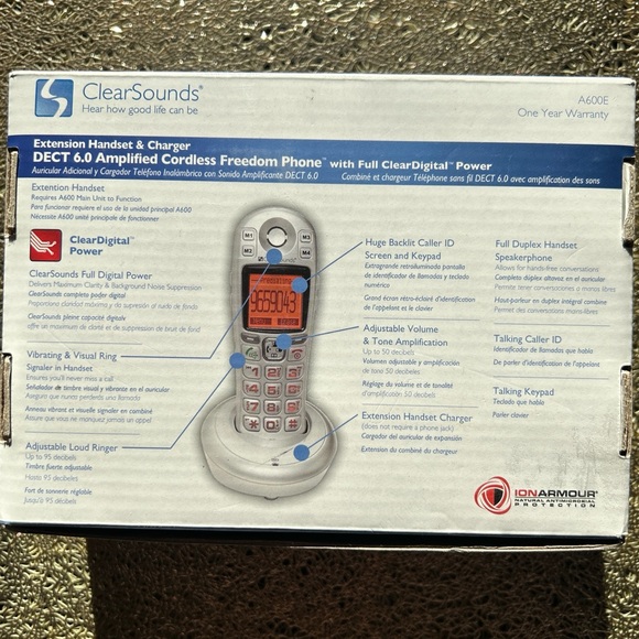 ClearSounds A600 DECT 6.0 Amplified Cordless Freedom Phone Clear Digital Power - Picture 2 of 7